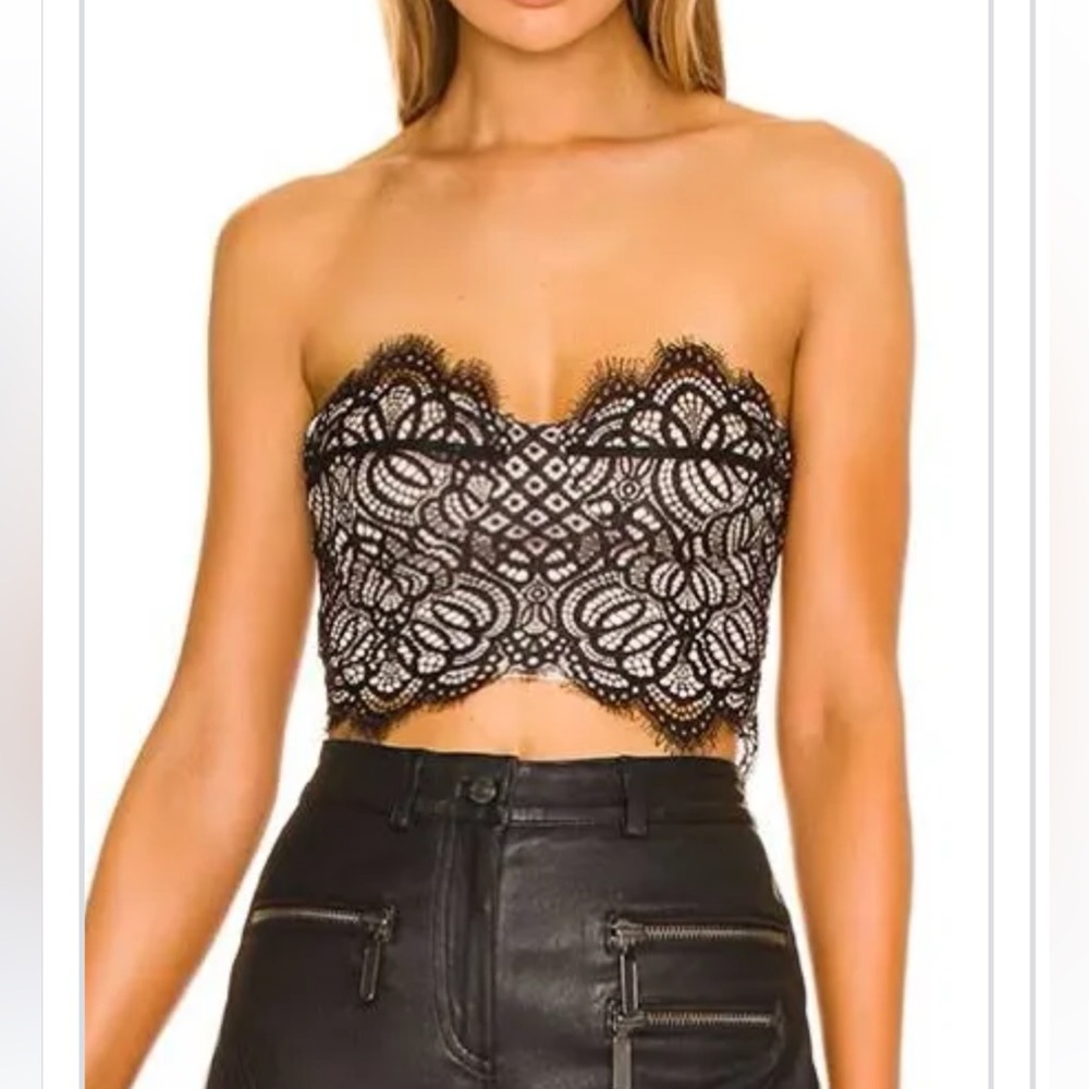 Superdown Black Kendall Lace Crop Top Small